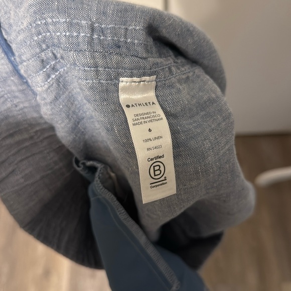 Athleta Cabo Linen Wide Leg Pants Blue - Picture 12 of 12